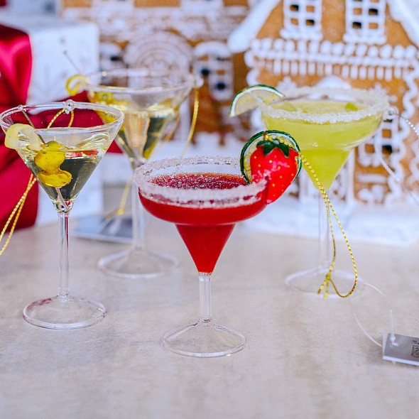 Елочная игрушка Gisela Graham All Glass Бокал мартини / 01026