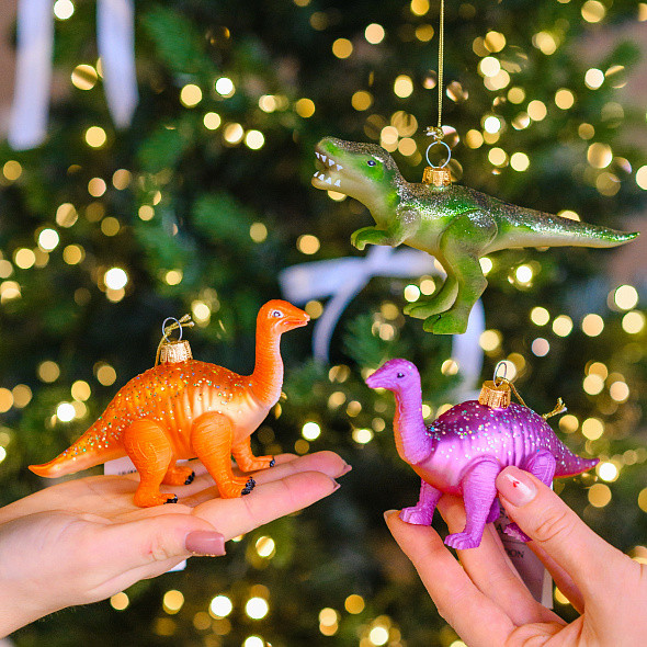Елочная игрушка Gisela Graham All Glass Динозавр T-Rex / 01008