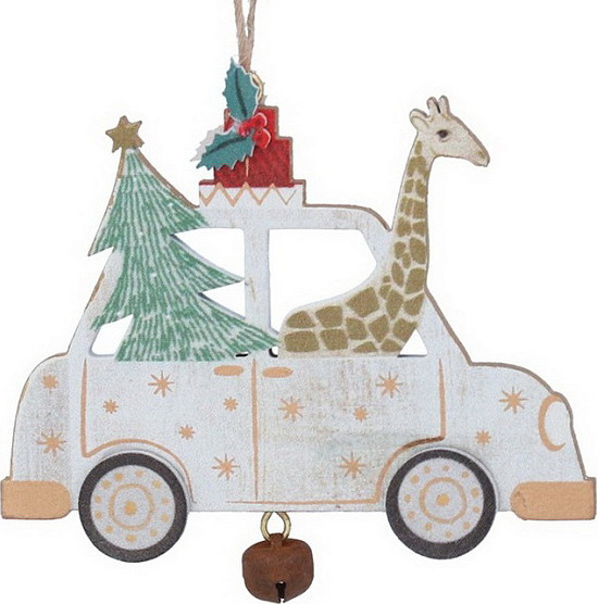 Елочная игрушка Gisela Graham Going Home For Christmas Жираф в машине / 10352_1 - фото