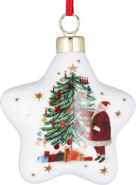 Елочная игрушка Gisela Graham Nostalgia Звезда с Сантой и елкой / 10005_1 - фото