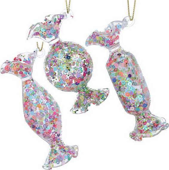 Елочная игрушка Gisela Graham Jolly Christmas Конфеты из блесток / 01218