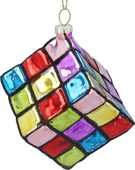 Елочная игрушка Gisela Graham Jolly Christmas Кубик Рубика / 01246 - фото