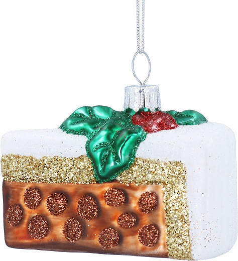 Елочная игрушка Gisela Graham All Glass Кусок рождественского торта / 00992 - фото