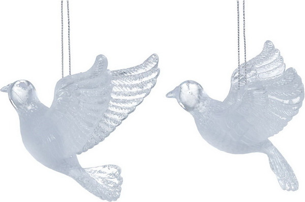 Елочная игрушка Gisela Graham Snowberries Летящий голубь / 15348