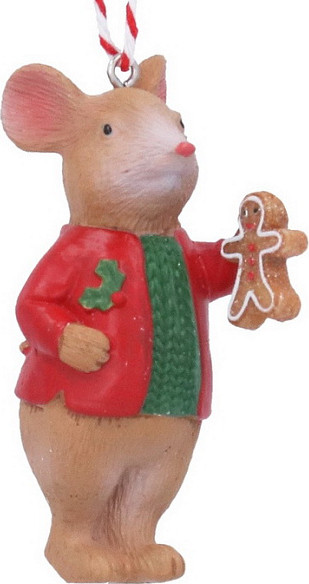 Елочная игрушка Gisela Graham A Nordic Christmas Мышонок Alfie с имбирным пряником / 10089_2 - фото