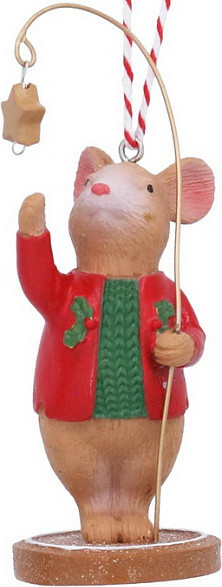 Елочная игрушка Gisela Graham A Nordic Christmas Мышонок Alfie со звездой / 10084_2 - фото