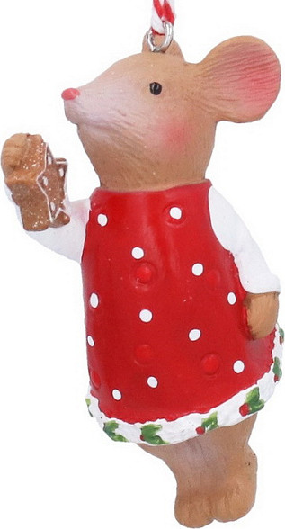 Елочная игрушка Gisela Graham A Nordic Christmas Мышонок Holly с имбирным пряником / 10089_1 - фото