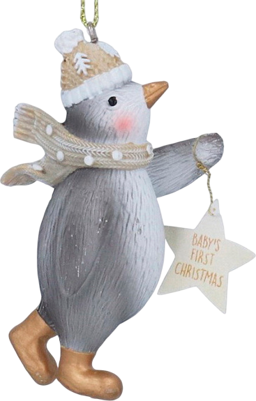 Елочная игрушка Gisela Graham Baby's First Christmas Пингвин со звездой / 10625_1 - фото