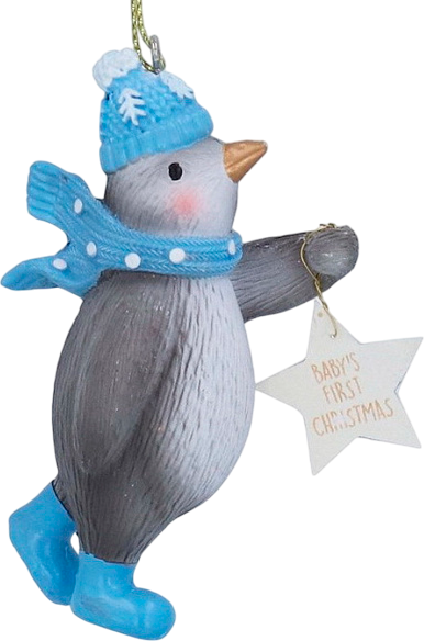 Елочная игрушка Gisela Graham Baby's First Christmas Пингвин со звездой / 10625_3 - фото