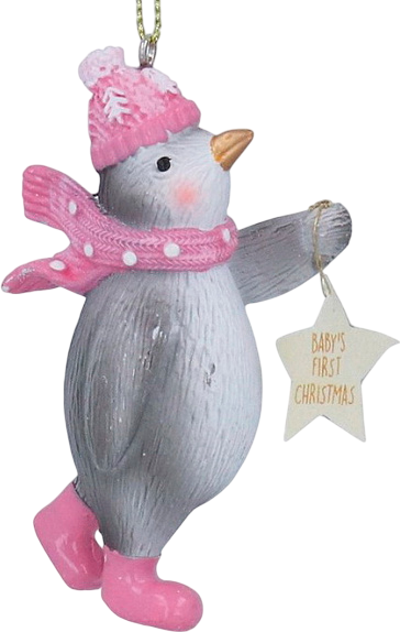 Елочная игрушка Gisela Graham Baby's First Christmas Пингвин со звездой / 10625_2 - фото