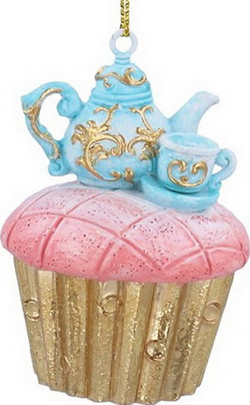 Елочная игрушка Gisela Graham Fairy Tales Пирожное с чайником / 16383_2 - фото