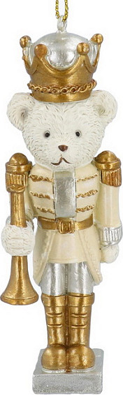 Елочная игрушка Gisela Graham Night at the Opera Плюшевый мишка - Щелкунчик / 10182 - фото
