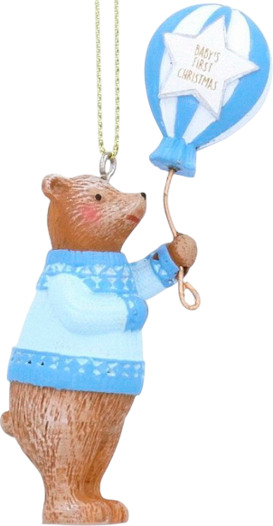 Елочная игрушка Gisela Graham Baby's First Christmas Плюшевый мишка с воздушным шаром /17507_2 - фото