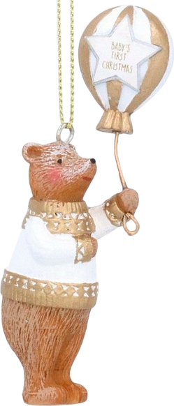 Елочная игрушка Gisela Graham Baby's First Christmas Плюшевый мишка с воздушным шаром /17507_1 - фото