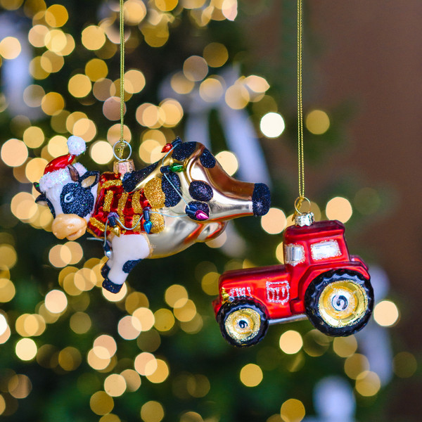 Елочная игрушка Gisela Graham All Glass Прыгающая корова / 00996