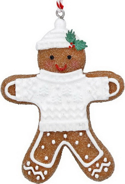 Елочная игрушка Gisela Graham Пряничный человечек в шапке и белом джемпере / 15905_1 - фото