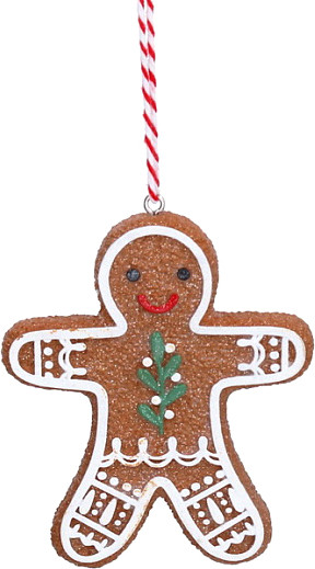 Елочная игрушка Gisela Graham A Nordic Christmas Пряничный человечек с остролистом / 10259 - фото