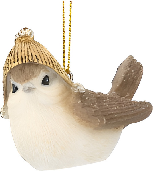Елочная игрушка Gisela Graham Woodland Wildlife Птица в шапке/шарфе / 14446 - фото