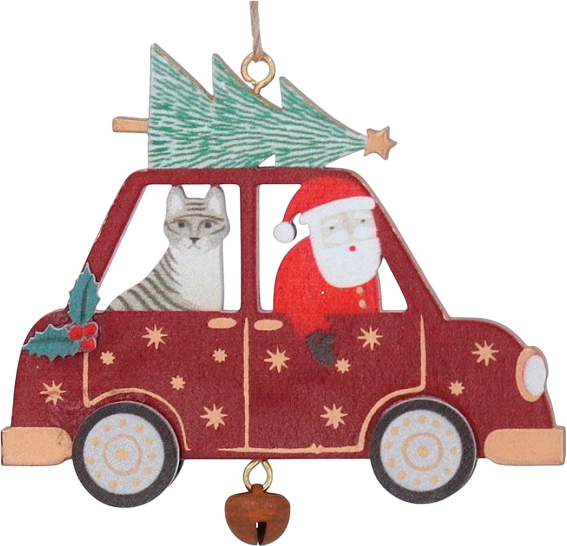 Елочная игрушка Gisela Graham Going Home For Christmas Санта и Кот / 10365_1 - фото