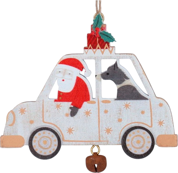 Елочная игрушка Gisela Graham Going Home For Christmas Санта и Собака / 10365_2 - фото