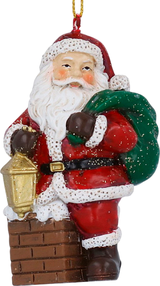 Елочная игрушка Gisela Graham Nostalgia Санта на дымоходе / 10457 - фото