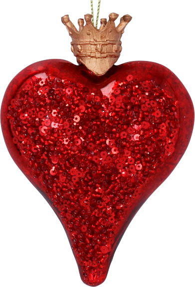 Елочная игрушка Gisela Graham All Glass Сердце с короной / 01142 - фото