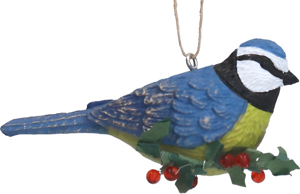 Елочная игрушка Gisela Graham Синица с ягодами остролиста и плюща / 10023 - фото