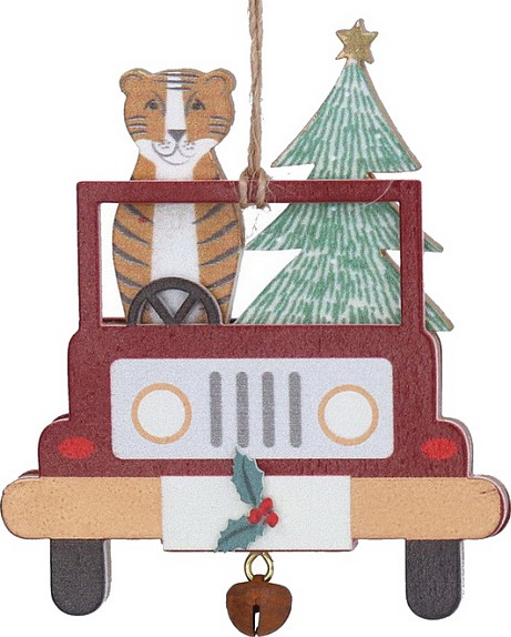 Елочная игрушка Gisela Graham Going Home For Christmas Тигр в машине / 10354_1 - фото
