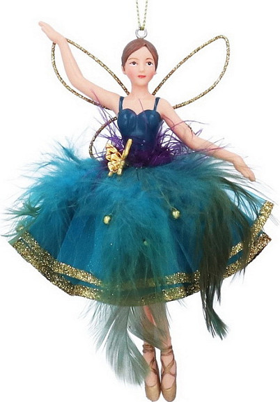 Елочная игрушка Gisela Graham Paradise Garden Фея в юбке из перьев / 10101_2 - фото