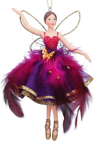 Елочная игрушка Gisela Graham Paradise Garden Фея в юбке из перьев / 10101_1 - фото