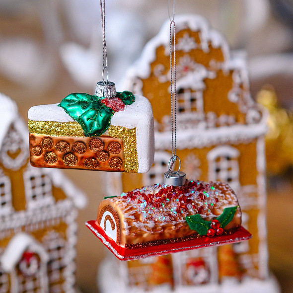 Елочная игрушка Gisela Graham All Glass Шоколадный торт / 01001