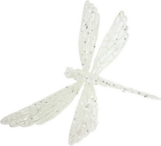 Елочная игрушка Gisela Graham Snowberries Белая сверкающая стрекоза / 12833 - фото