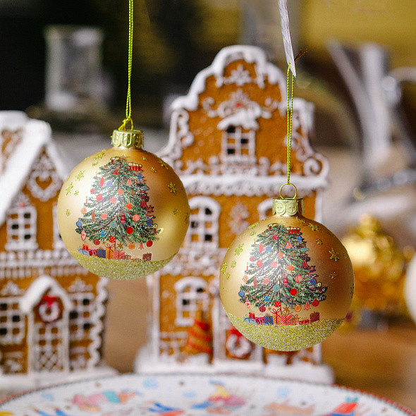 Шар новогодний Gisela Graham Nostalgia Елка с подарками / 00780