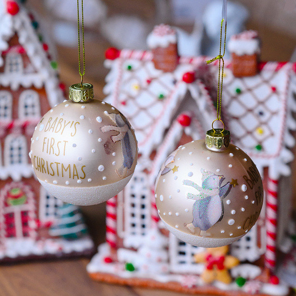 Шар новогодний Gisela Graham Baby's First Christmas Пингвин / 00260