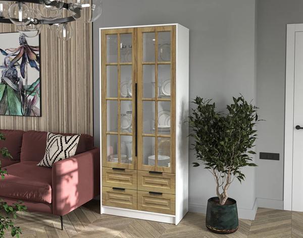 Шкаф с витриной Интерлиния Концепт КТ-ШВ2 Деко