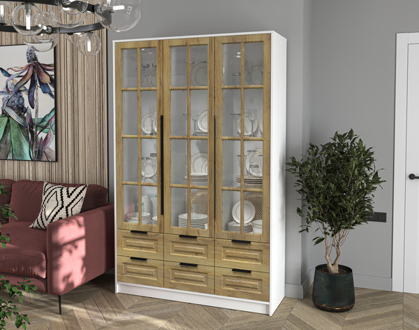 Шкаф с витриной Интерлиния Концепт КТ-ШВ3 Деко