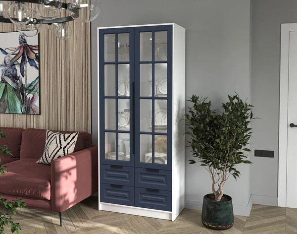 Шкаф с витриной Интерлиния Концепт КТ-ШВ2 с подсветкой Деко