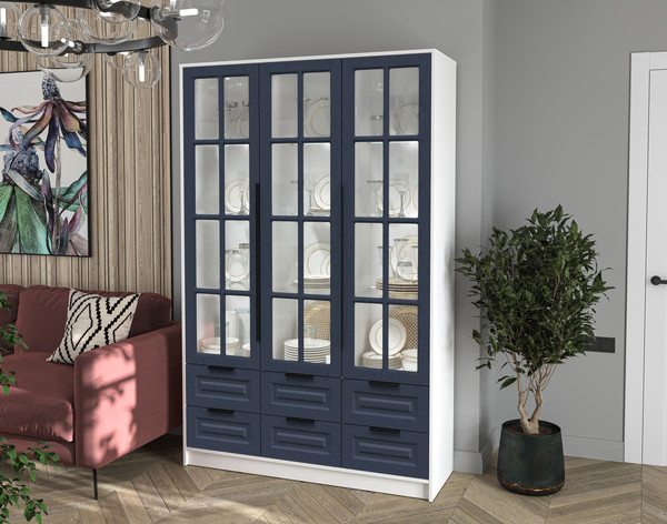 Шкаф с витриной Интерлиния Концепт КТ-ШВ3 с подсветкой Деко