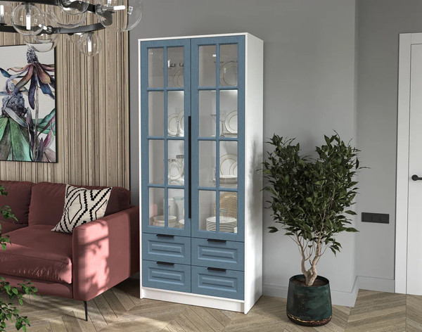 Шкаф с витриной Интерлиния Концепт КТ-ШВ2 с подсветкой Деко