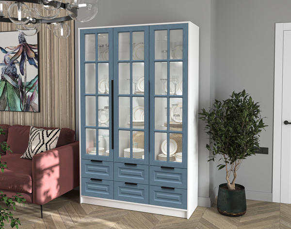 Шкаф с витриной Интерлиния Концепт КТ-ШВ3 с подсветкой Деко