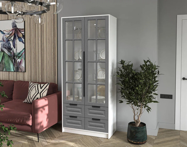 Шкаф с витриной Интерлиния Концепт КТ-ШВ2 Деко