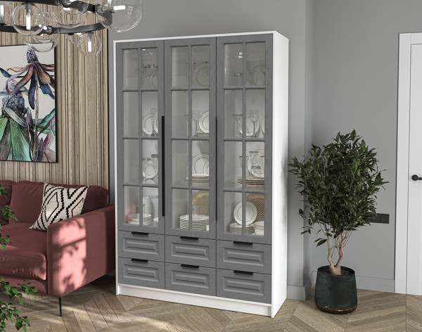 Шкаф с витриной Интерлиния Концепт КТ-ШВ3 Деко