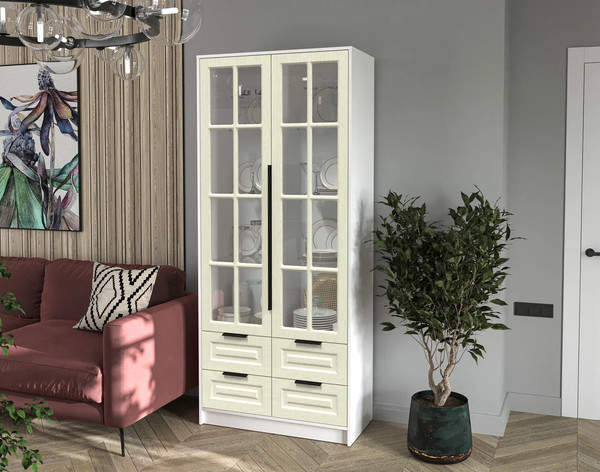 Шкаф с витриной Интерлиния Концепт КТ-ШВ2 Деко