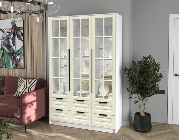 Шкаф с витриной Интерлиния Концепт КТ-ШВ3 с подсветкой Деко