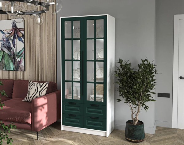 Шкаф с витриной Интерлиния Концепт КТ-ШВ2 с подсветкой Деко