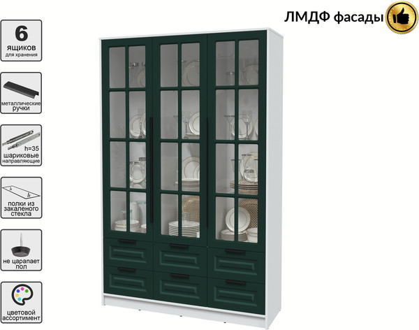 Шкаф с витриной Интерлиния Концепт КТ-ШВ3 Деко