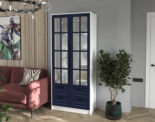 Шкаф с витриной Интерлиния Концепт КТ-ШВ2 с подсветкой Деко