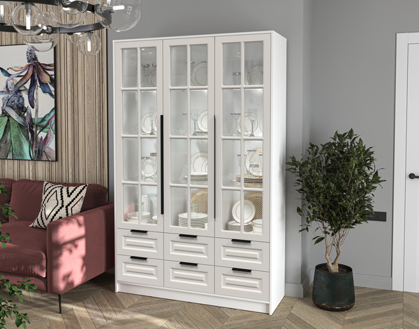 Шкаф с витриной Интерлиния Концепт КТ-ШВ3 с подсветкой Деко