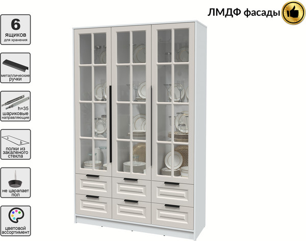 Шкаф с витриной Интерлиния Концепт КТ-ШВ3 Деко