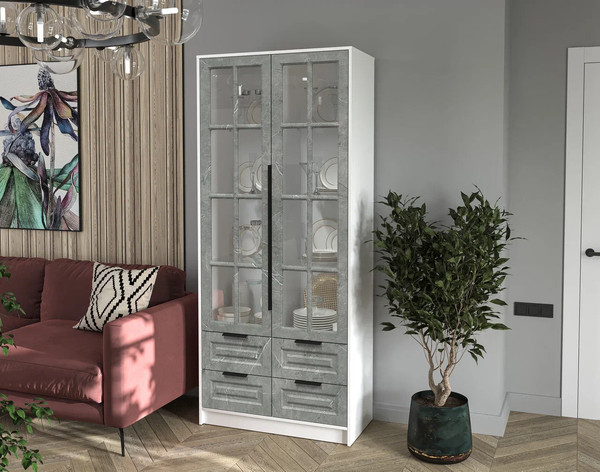 Шкаф с витриной Интерлиния Концепт КТ-ШВ2 Деко